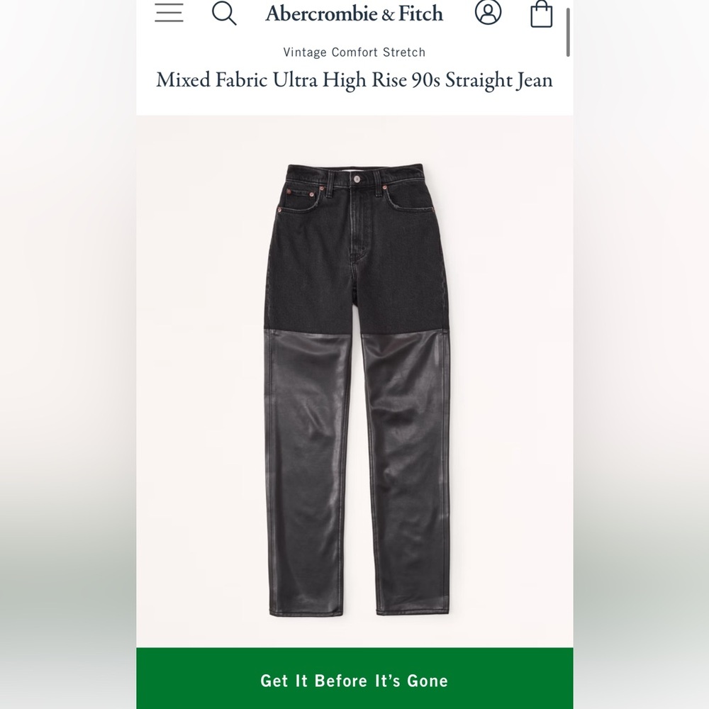 Abercrombie Mixed Fabric Ultra High Rise Straight Jean